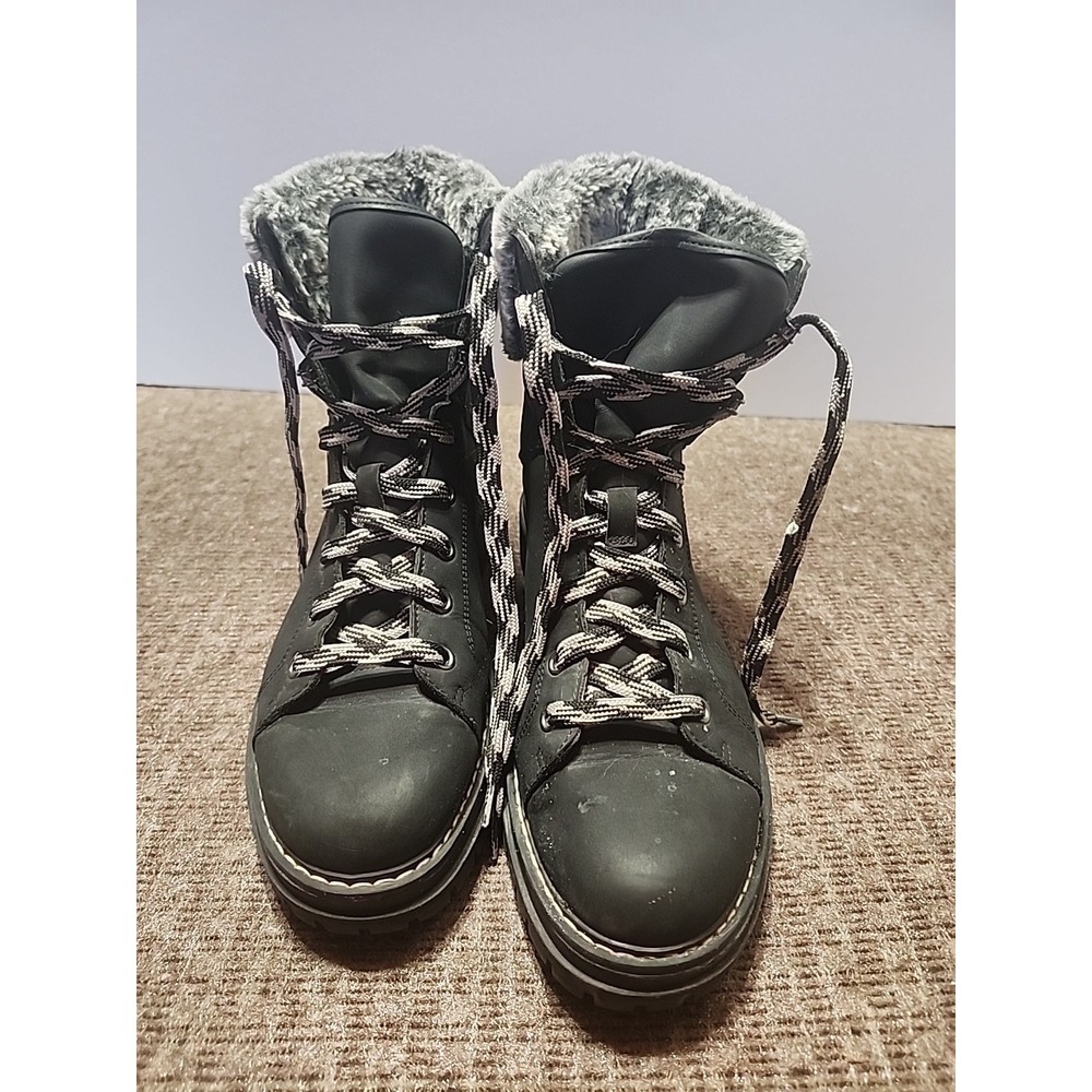 Time And Tru Black Boots With Faux Fur Top Size‎ 8 Women